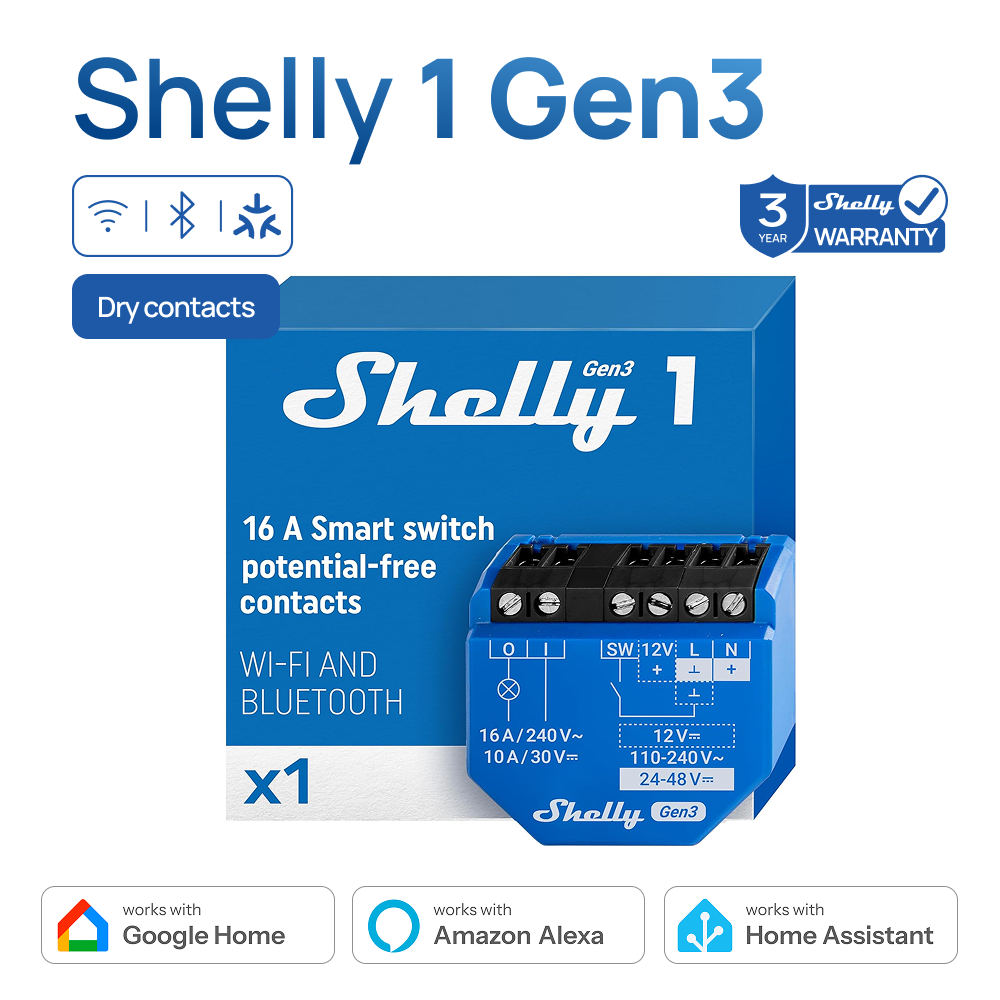 Shelly 1 Gen3 Dry Contact Smar - огляд і ціна Shelly Relay Module